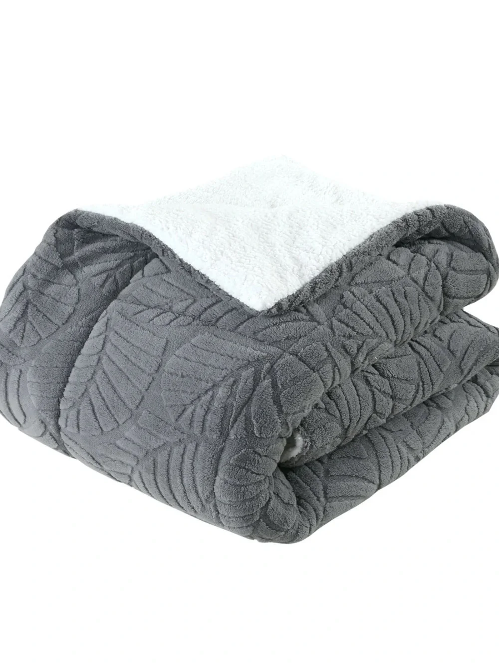 Gray Leaf-Pattern Reversible Comforter Set Queen 3 piece set